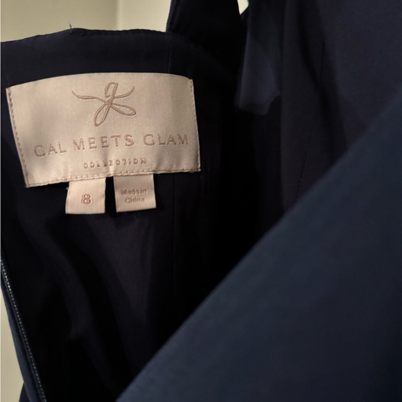 GAL MEETS GLAM Pleats Beaded Navy Blue Dress - Size 8 - Picture 6 of 7